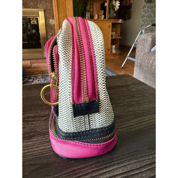 FOSSIL IVY PINK,BLUE,WHITE CANVAS FABRIC COSMETIC BAG,TRAVEL CASE,SHAVING KIT - Picture 8 of 8